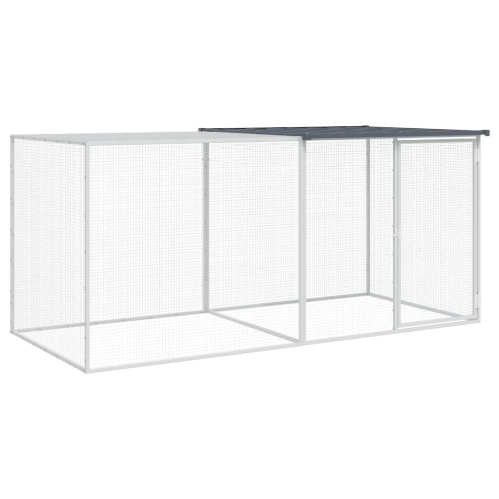 vidaXL Coteț pui cu acoperiș, antracit, 203x98x90 cm, oțel galvanizat