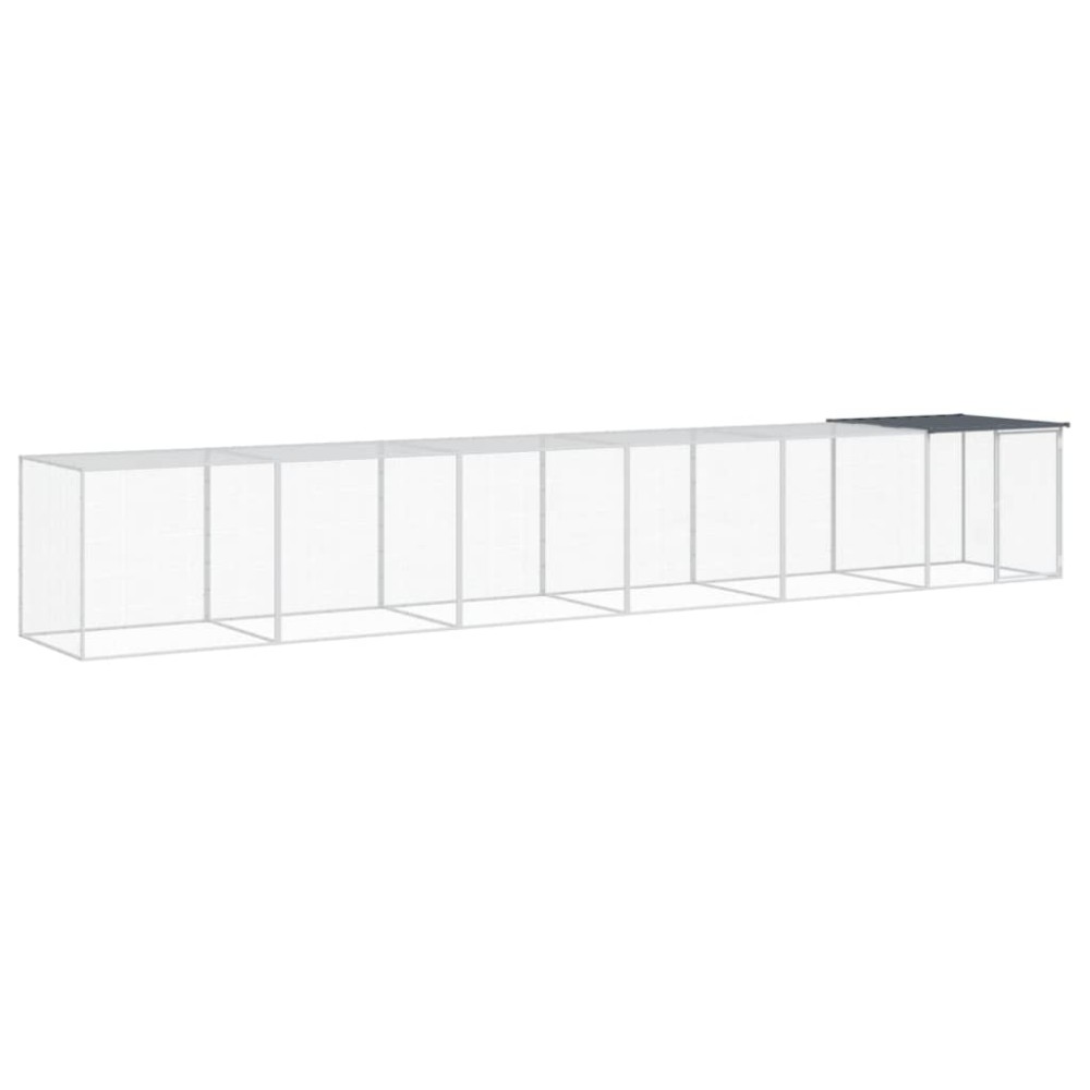 vidaXL Coteț pui cu acoperiș, antracit, 603x98x90 cm, oțel galvanizat