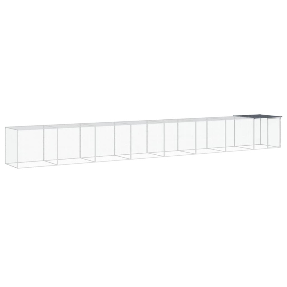 vidaXL Coteț pui cu acoperiș, antracit, 803x98x90 cm, oțel galvanizat