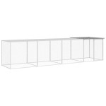 vidaXL Coteț pui cu acoperiș gri deschis 403x98x90 cm oțel galvanizat vidaXL Coteț pui cu acoperiș gri deschis 403x98x90 cm oțel galvanizat