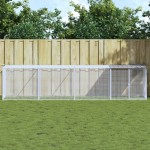 vidaXL Coteț pui cu acoperiș gri deschis 403x98x90 cm oțel galvanizat vidaXL Coteț pui cu acoperiș gri deschis 403x98x90 cm oțel galvanizat