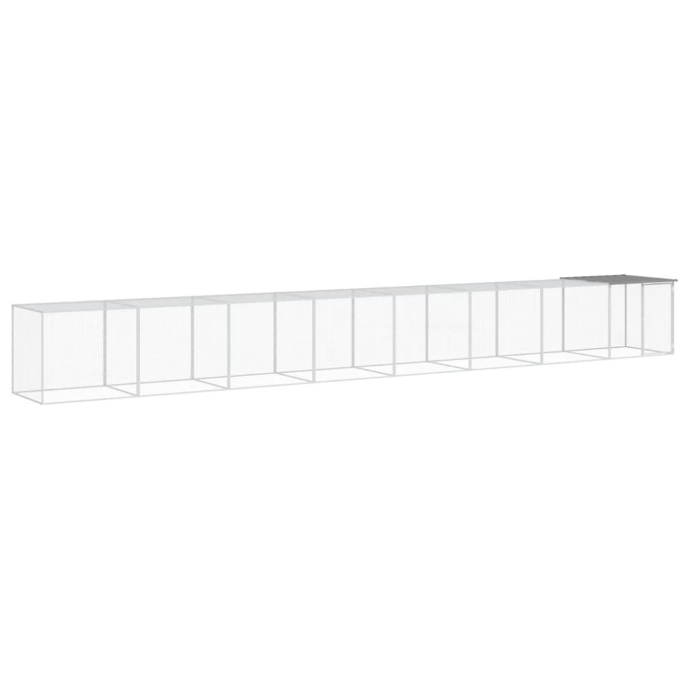 vidaXL Coteț pui cu acoperiș gri deschis 803x98x90 cm oțel galvanizat
