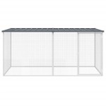 vidaXL Coteț pui cu acoperiș, antracit, 203x98x90 cm, oțel galvanizat