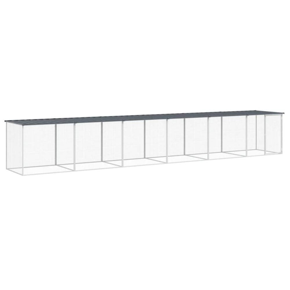 vidaXL Coteț pui cu acoperiș, antracit, 603x98x90 cm, oțel galvanizat