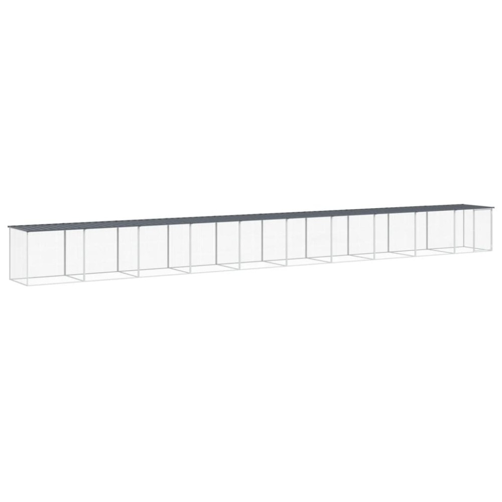 vidaXL Coteț pui cu acoperiș, antracit, 1003x98x90 cm, oțel galvanizat
