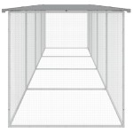 vidaXL Coteț pui cu acoperiș gri deschis 403x98x90 cm oțel galvanizat
