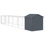 vidaXL Cușcă câine cu acoperiș antracit 117x609x123 cm oțel galvanizat