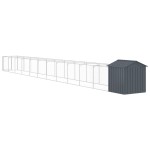 vidaXL Cușcă câine cu acoperiș antracit 117x1221x123cm oțel galvanizat