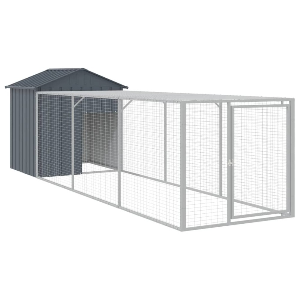 vidaXL Coteț de pui cu țarc antracit 117x405x123 cm oțel galvanizat