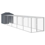 vidaXL Coteț de pui cu incintă antracit 117x609x123 cm oțel galvanizat vidaXL Coteț de pui cu incintă antracit 117x609x123 cm oțel galvanizat