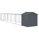vidaXL Coteț de pui cu incintă antracit 117x609x123 cm oțel galvanizat vidaXL Coteț de pui cu incintă antracit 117x609x123 cm oțel galvanizat