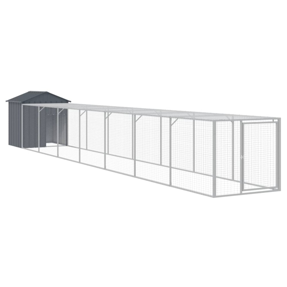 vidaXL Coteț de pui cu incintă antracit 117x813x123 cm oțel galvanizat