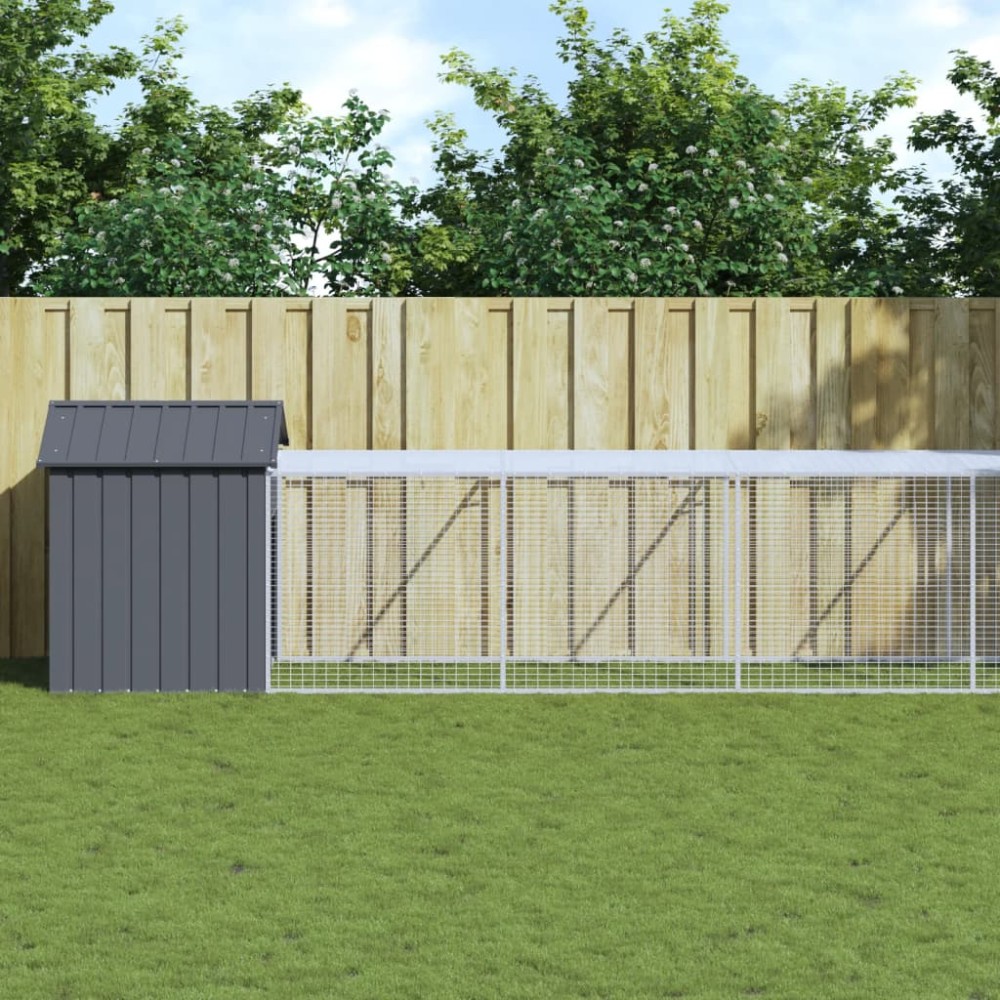 vidaXL Coteț de pui cu incintă antracit 117x813x123 cm oțel galvanizat