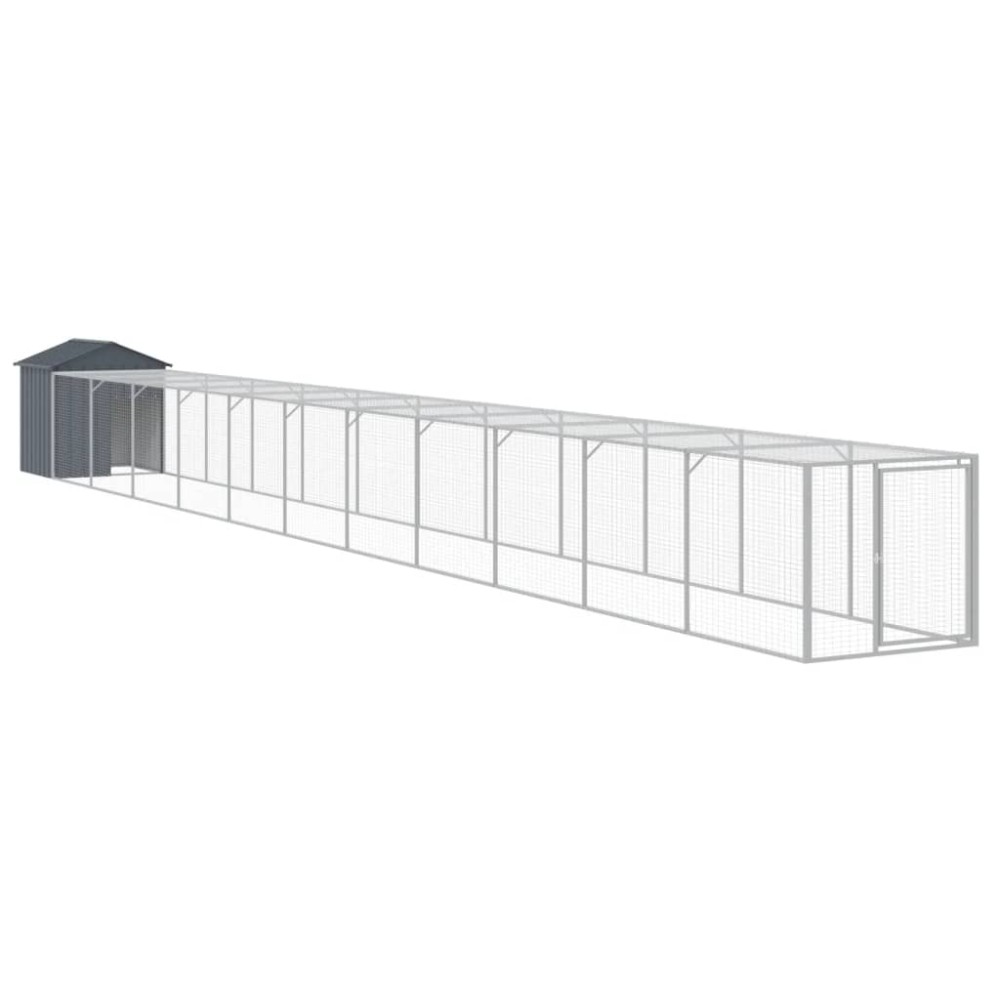 vidaXL Coteț de pui cu incintă antracit 117x1221x123cm oțel galvanizat