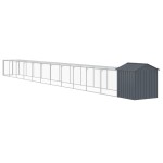 vidaXL Coteț de pui cu incintă antracit 117x1221x123cm oțel galvanizat vidaXL Coteț de pui cu incintă antracit 117x1221x123cm oțel galvanizat
