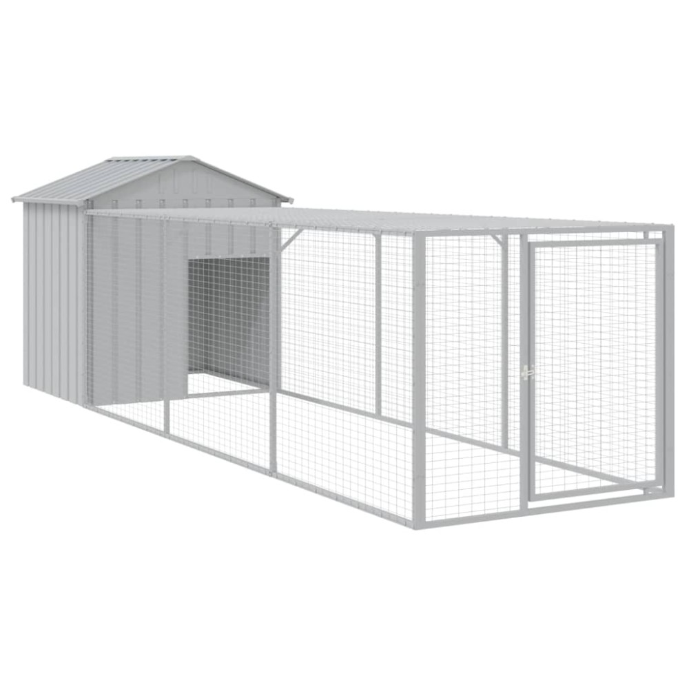 vidaXL Coteț pui cu incintă gri deschis 117x405x123 cm oțel galvanizat