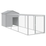 vidaXL Coteț pui cu incintă gri deschis 117x405x123 cm oțel galvanizat vidaXL Coteț pui cu incintă gri deschis 117x405x123 cm oțel galvanizat