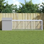 vidaXL Coteț pui cu incintă gri deschis 117x405x123 cm oțel galvanizat vidaXL Coteț pui cu incintă gri deschis 117x405x123 cm oțel galvanizat