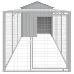vidaXL Coteț pui cu incintă gri deschis 117x405x123 cm oțel galvanizat vidaXL Coteț pui cu incintă gri deschis 117x405x123 cm oțel galvanizat