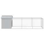 vidaXL Coteț pui cu incintă gri deschis 117x405x123 cm oțel galvanizat vidaXL Coteț pui cu incintă gri deschis 117x405x123 cm oțel galvanizat