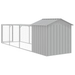 vidaXL Coteț pui cu incintă gri deschis 117x405x123 cm oțel galvanizat vidaXL Coteț pui cu incintă gri deschis 117x405x123 cm oțel galvanizat
