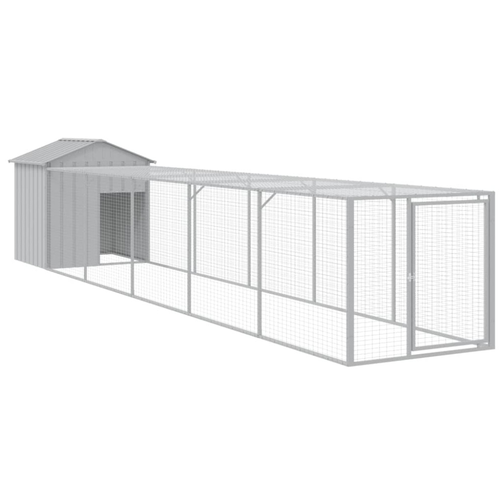 vidaXL Coteț pui cu incintă gri deschis 117x609x123 cm oțel galvanizat