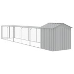 vidaXL Coteț pui cu incintă gri deschis 117x609x123 cm oțel galvanizat vidaXL Coteț pui cu incintă gri deschis 117x609x123 cm oțel galvanizat
