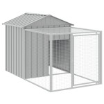 vidaXL Coteț pui cu incintă gri deschis 117x609x123 cm oțel galvanizat vidaXL Coteț pui cu incintă gri deschis 117x609x123 cm oțel galvanizat
