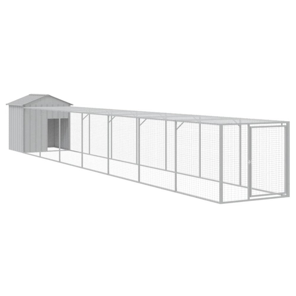 vidaXL Coteț pui cu incintă gri deschis 117x813x123 cm oțel galvanizat