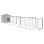 vidaXL Coteț pui cu incintă gri deschis 117x813x123 cm oțel galvanizat
