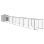 vidaXL Coteț pui cu incintă gri deschis 117x1017x123cm oțel galvanizat vidaXL Coteț pui cu incintă gri deschis 117x1017x123cm oțel galvanizat