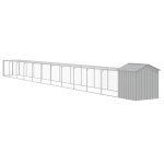 vidaXL Coteț pui cu incintă gri deschis 117x1221x123cm oțel galvanizat vidaXL Coteț pui cu incintă gri deschis 117x1221x123cm oțel galvanizat
