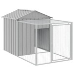 vidaXL Coteț pui cu incintă gri deschis 117x1221x123cm oțel galvanizat vidaXL Coteț pui cu incintă gri deschis 117x1221x123cm oțel galvanizat