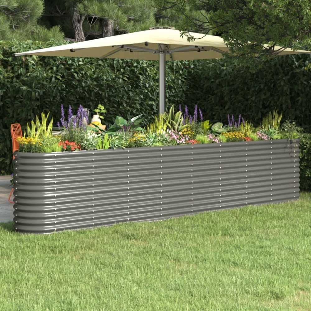 vidaXL Strat înălțat grădină gri 332x40x68cm oțel galvanizat