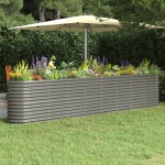 vidaXL Strat înălțat grădină gri 332x40x68cm oțel galvanizat