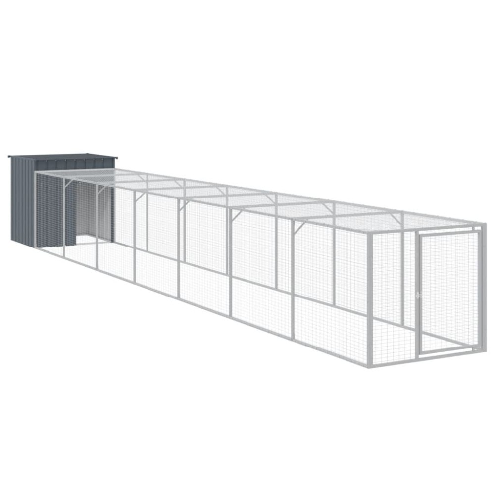 vidaXL Coteț de pui cu incintă antracit 110x813x110 cm oțel galvanizat