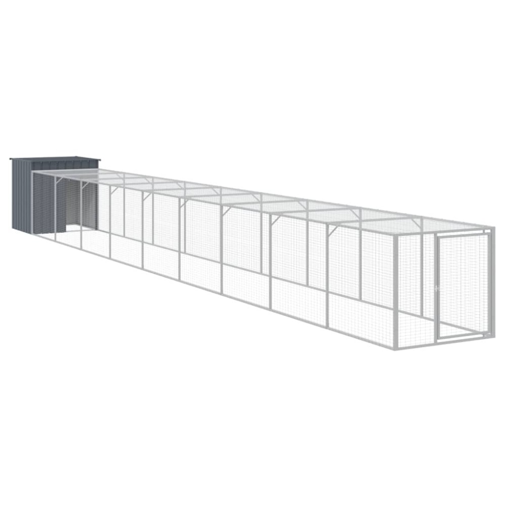 vidaXL Coteț de pui cu incintă antracit 110x1017x110cm oțel galvanizat