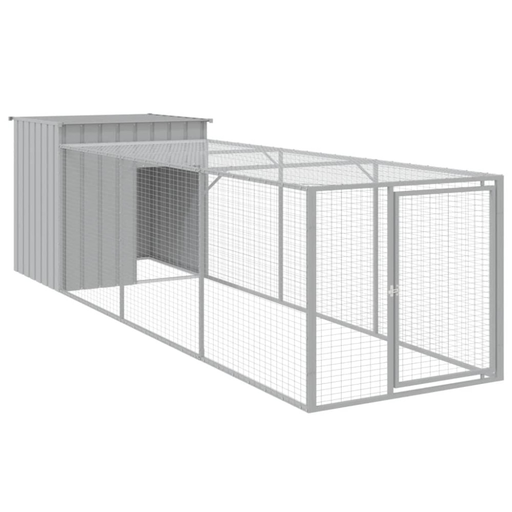 vidaXL Coteț pui cu incintă gri deschis 110x405x110 cm oțel galvanizat