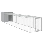 vidaXL Coteț pui cu incintă gri deschis 110x609x110 cm oțel galvanizat vidaXL Coteț pui cu incintă gri deschis 110x609x110 cm oțel galvanizat