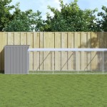 vidaXL Coteț pui cu incintă gri deschis 110x609x110 cm oțel galvanizat vidaXL Coteț pui cu incintă gri deschis 110x609x110 cm oțel galvanizat