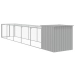 vidaXL Coteț pui cu incintă gri deschis 110x609x110 cm oțel galvanizat vidaXL Coteț pui cu incintă gri deschis 110x609x110 cm oțel galvanizat