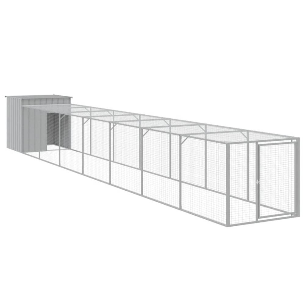 vidaXL Coteț pui cu incintă gri deschis 110x813x110 cm oțel galvanizat