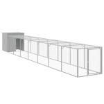 vidaXL Coteț pui cu incintă gri deschis 110x813x110 cm oțel galvanizat vidaXL Coteț pui cu incintă gri deschis 110x813x110 cm oțel galvanizat