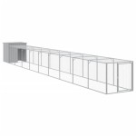 vidaXL Coteț pui cu incintă gri deschis 110x1017x110cm oțel galvanizat vidaXL Coteț pui cu incintă gri deschis 110x1017x110cm oțel galvanizat