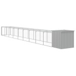 vidaXL Coteț pui cu incintă gri deschis 110x1017x110cm oțel galvanizat vidaXL Coteț pui cu incintă gri deschis 110x1017x110cm oțel galvanizat