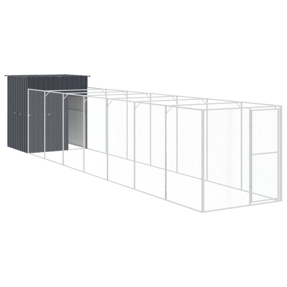 vidaXL Cușcă câine cu țarc antracit 165x863x181 cm oțel galvanizat