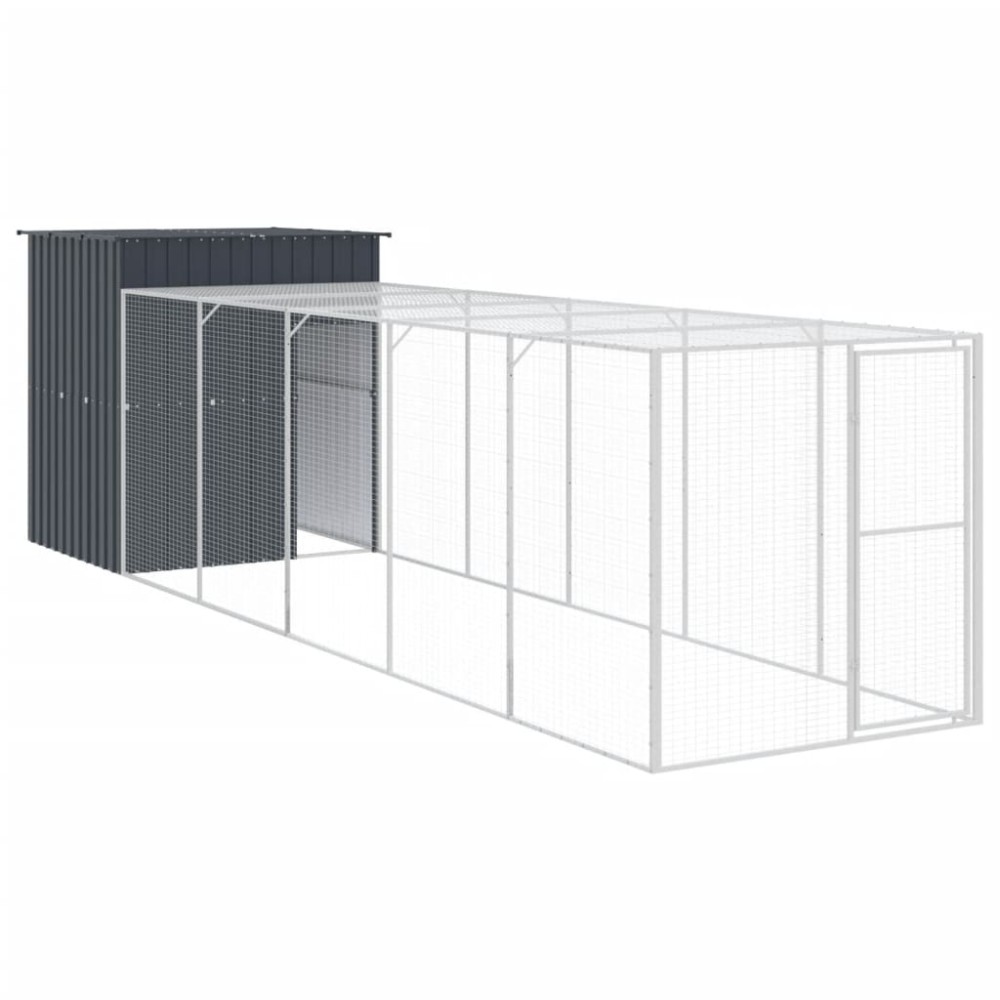 vidaXL Coteț de pui cu incintă antracit 165x659x181 cm oțel galvanizat
