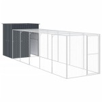 vidaXL Coteț de pui cu incintă antracit 165x659x181 cm oțel galvanizat vidaXL Coteț de pui cu incintă antracit 165x659x181 cm oțel galvanizat