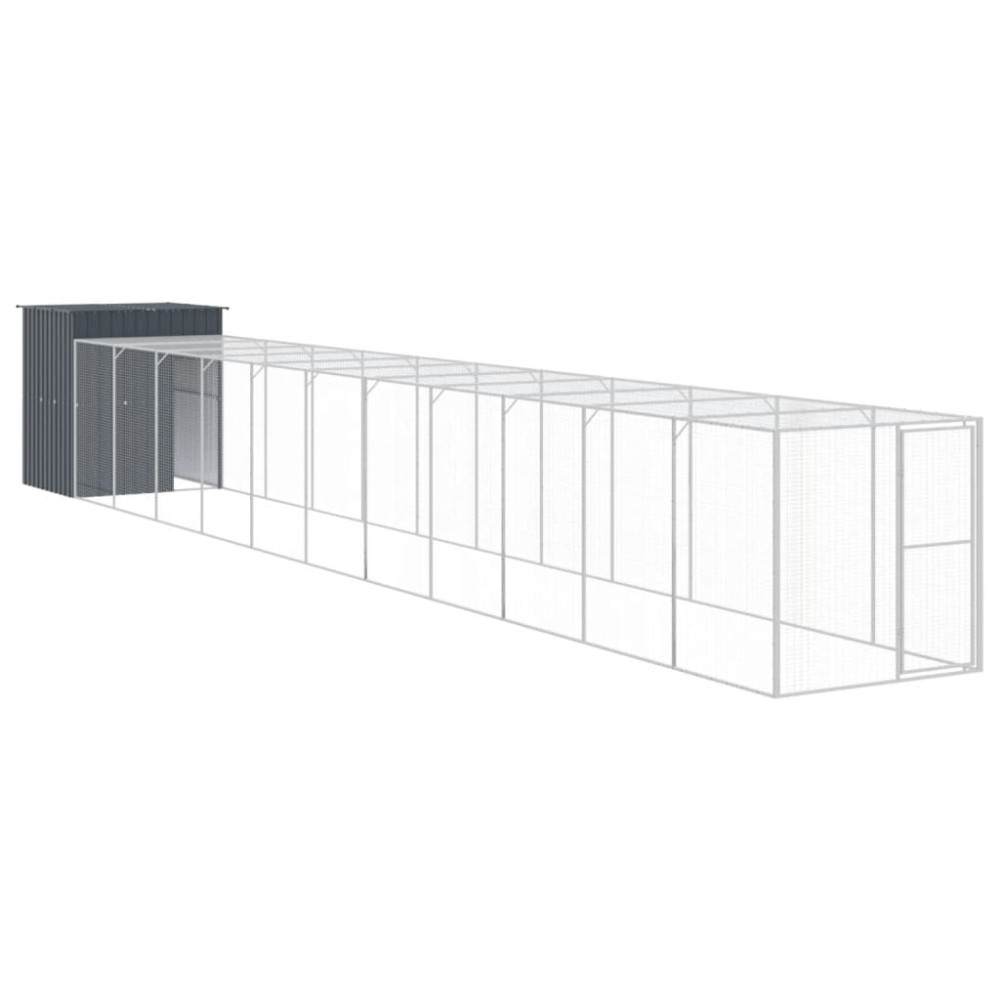 vidaXL Coteț de pui cu incintă antracit 165x1271x181cm oțel galvanizat