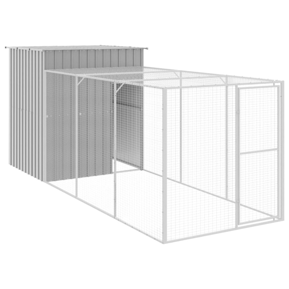 vidaXL Coteț pui cu incintă gri deschis 165x455x181 cm oțel galvanizat